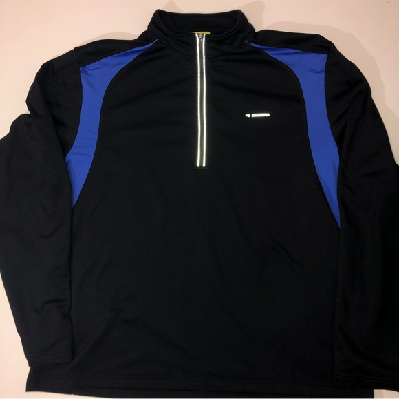 Diadora Track Pullover Half zip Womens Siz Xl Black & Blue - Picture 9 of 16